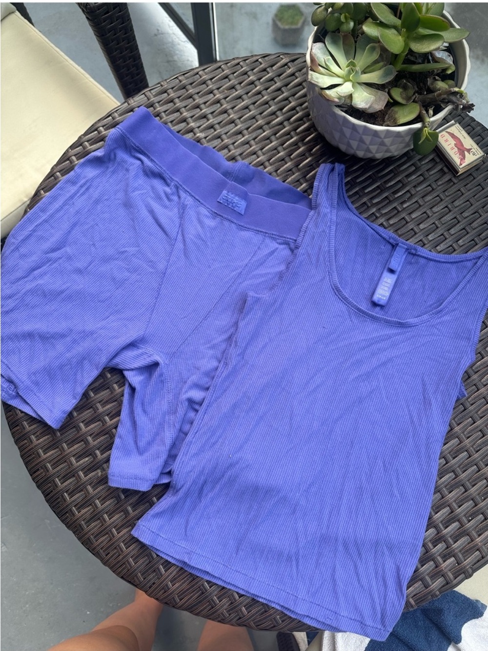 SKIMS Lavender Ribbed Tank & Shorts Sleep Set